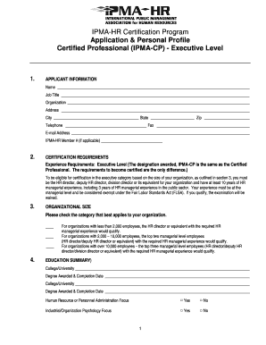 IPMA-HR Certification Program Application