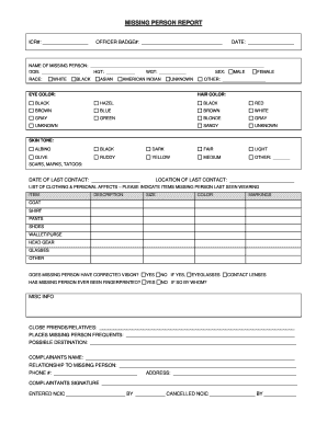 Missing Person Report