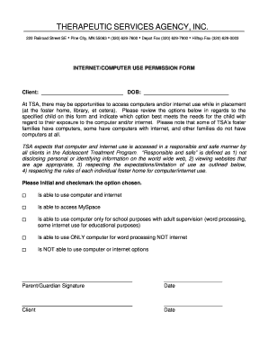 Internet Computer Use Permission Form
