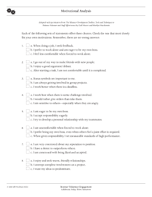 Motivational Analysis Questionnaire