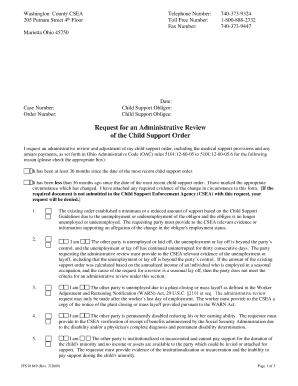 Ohio Child Support Order Review Request