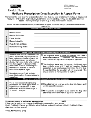 Medicare Prescription Drug Exception & Appeal Form