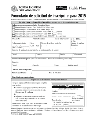 Formulario de solicitud de inscripción para 2015