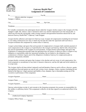 Gateway Health Plan Assignment of Commissions