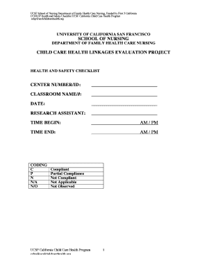 California Child Care Health and Safety Checklist