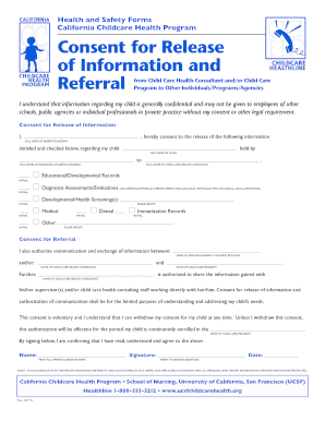 California Childcare Health Program Consent Form