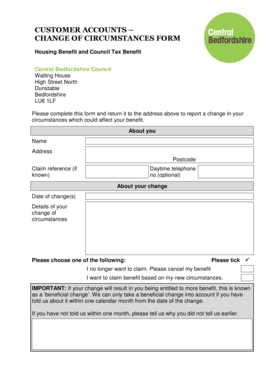 UK Housing Benefit Change of Circumstances Form