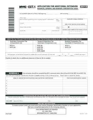 NYC Business Corporation Tax Extension Application