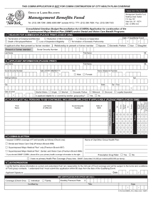 COBRA Application for Superimposed Major Medical Plan