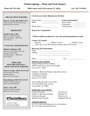 Head and Neck Surgery Consultation Request Form