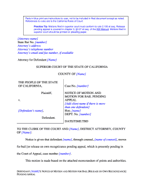 California Motion for Bail Pending Appeal