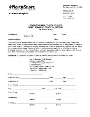 Developmental Follow-Up Clinic Family History Form