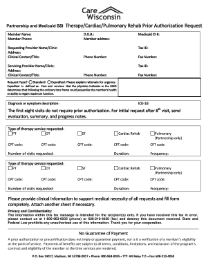 Medicaid SSI Therapy Prior Authorization Request
