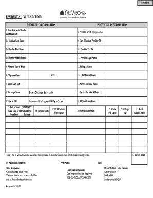 Residential UB Claim Form