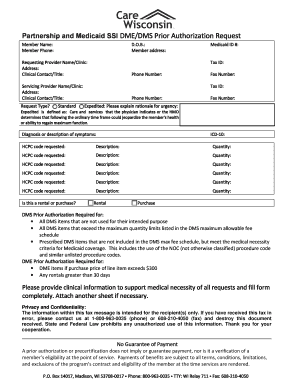 Medicaid DME/DMS Prior Authorization Request