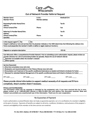 Out of Network Provider Referral Request