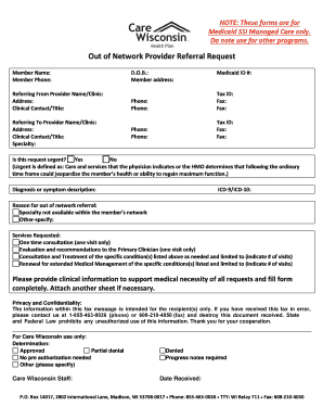 Out of Network Provider Referral Request