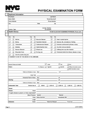 New York City Physical Examination Form