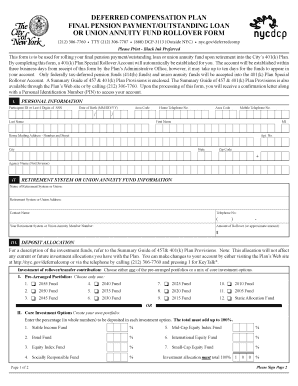 New York City Deferred Compensation 401(k) Rollover Form