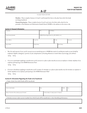Plan to Plan Transfer Form A-17