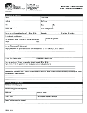 Workers' Compensation Employee Questionnaire