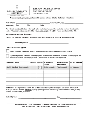 2015 Non-Tax Filer Form