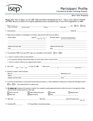 International Student Exchange Program Application Form