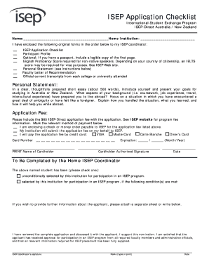 ISEP Application Checklist