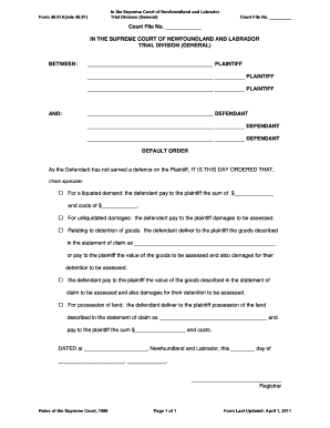 Default Order Form 49.01A