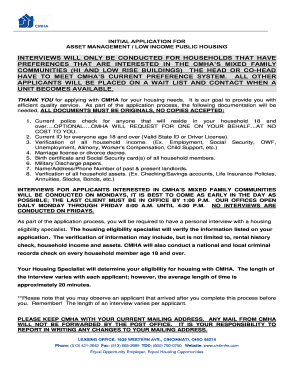 Initial Application for Asset Management Low Income Public Housing
