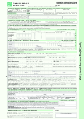 Systematic Investment Plan Application Form