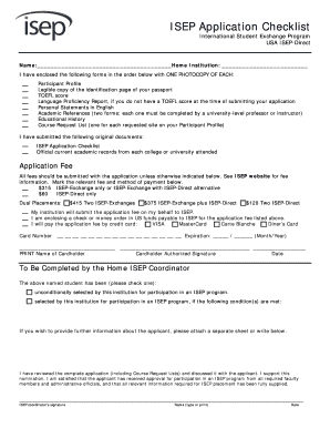 ISEP Application Checklist
