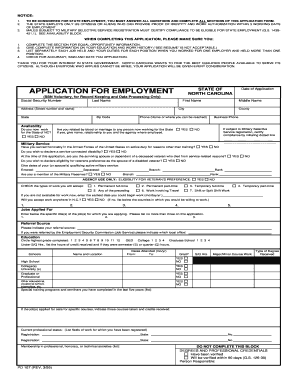 North Carolina State Employment Application