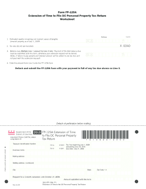 DC Personal Property Tax Return Extension Form