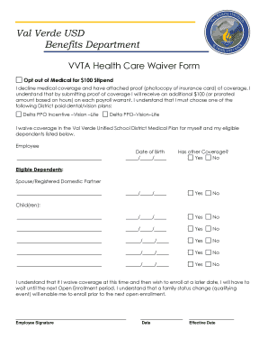 VVTA Health Care Waiver Form