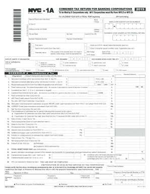 NYC-1A Combined Tax Return for Banking Corporations 2015