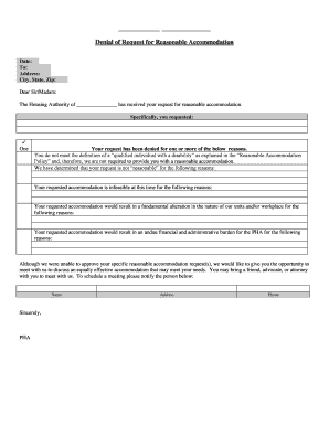 Denial of Request for Reasonable Accommodation