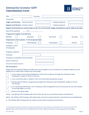 Interactive Investor SIPP Contributions Form