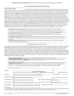 Background Check Authorization Form