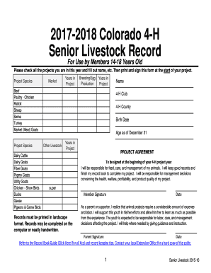 Colorado 4-H Senior Livestock Record