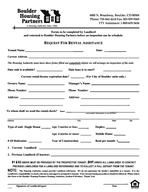 Request for Rental Assistance