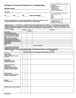 Colorado 4-H Visual Arts Project Units 1-2 Judging Sheet - colorado4h