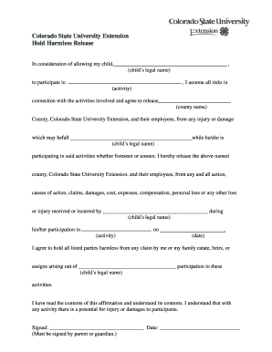 Colorado State University Extension Hold Harmless Release