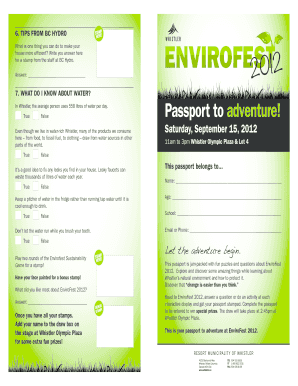 EnviroFest 2012 Passport