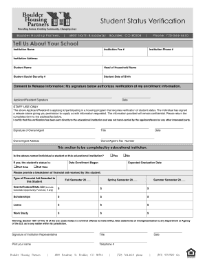 Student Status Verification Form