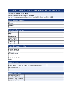 Type 2 Diabetes Clinical Trials Patient Recruitment Form