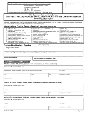 Ohio Health Plans Provider Enrollment Application