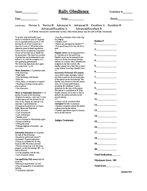 Rally Obedience Scorecard