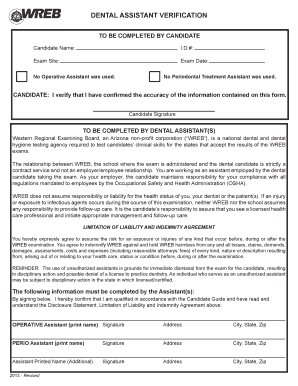 Dental Assistant Verification Form