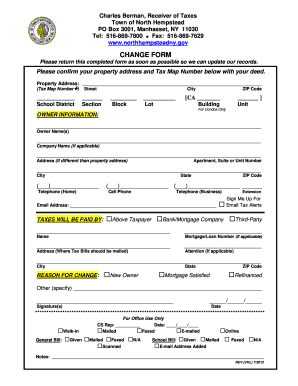 North Hempstead Property Tax Change Form